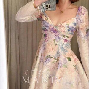 Zimmermann    Dawning floral puff-sleeve linen minidress